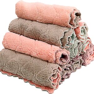 Microfiber Kitchen Washcloths Coral Velvet Dishtowels Dish Towels Tea Towels 10 Pack
